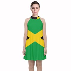 Jamaica Flag Velvet Halter Neckline Dress  by FlagGallery