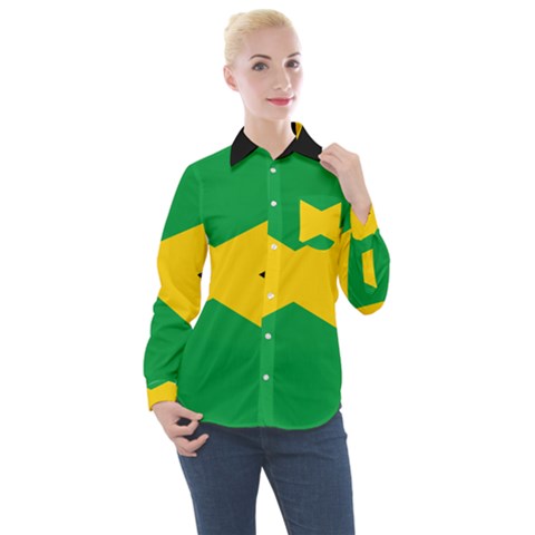 Jamaica Flag Women s Long Sleeve Pocket Shirt by FlagGallery