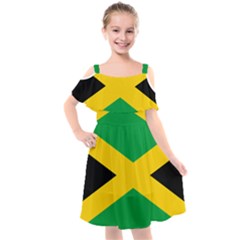 Jamaica Flag Kids  Cut Out Shoulders Chiffon Dress by FlagGallery