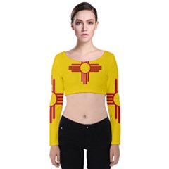 New Mexico Flag Velvet Long Sleeve Crop Top by FlagGallery