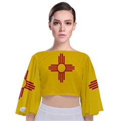 New Mexico Flag Tie Back Butterfly Sleeve Chiffon Top by FlagGallery