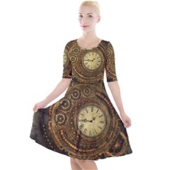 Noble Steampunk Clockwork Quarter Sleeve A-line Dress by FantasyWorld7