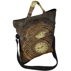 Noble Steampunk Clockwork Fold Over Handle Tote Bag by FantasyWorld7