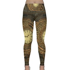 Noble Steampunk Clockwork Lightweight Velour Classic Yoga Leggings by FantasyWorld7