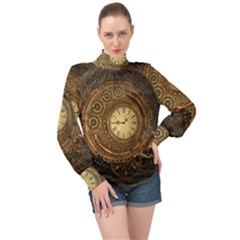 Noble Steampunk Clockwork High Neck Long Sleeve Chiffon Top