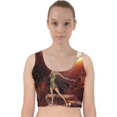 Little Fairy Dancing In The Night Velvet Racer Back Crop Top by FantasyWorld7