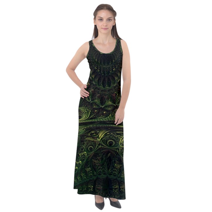 Background Alien Render 3d Fantasy Sleeveless Velour Maxi Dress