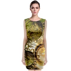 Bubbles Fantasy Green Design Sleeveless Velvet Midi Dress by Pakrebo