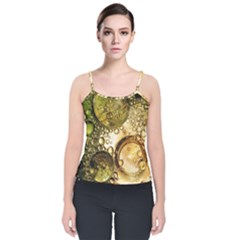 Bubbles Fantasy Green Design Velvet Spaghetti Strap Top by Pakrebo