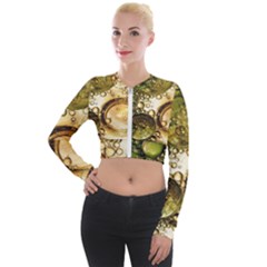 Bubbles Fantasy Green Design Long Sleeve Cropped Velvet Jacket