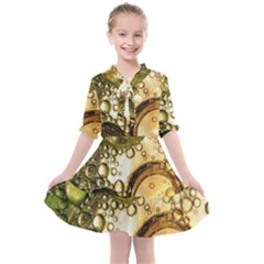 Bubbles Fantasy Green Design Kids  All Frills Chiffon Dress by Pakrebo