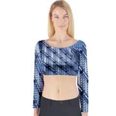 Abstract Architecture Azure Long Sleeve Crop Top by Pakrebo