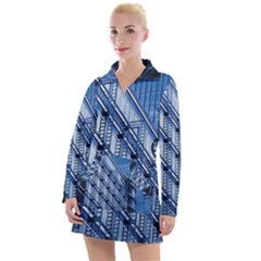 Abstract Architecture Azure Women s Long Sleeve Casual Dress