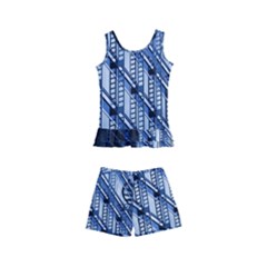 Abstract Architecture Azure Kids  Boyleg Swimsuit by Pakrebo