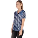 Abstract Architecture Azure Women s V-Neck Scrub Top View2