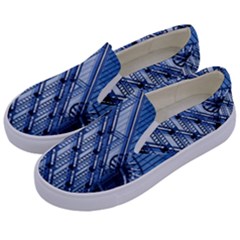 Abstract Architecture Azure Kids  Canvas Slip Ons by Pakrebo