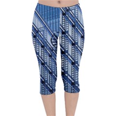 Abstract Architecture Azure Velvet Capri Leggings 