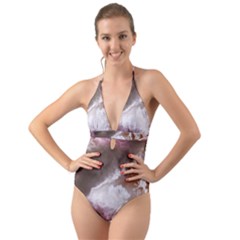 Thunder Thunderstorm Storm Weather Halter Cut-out One Piece Swimsuit by Pakrebo