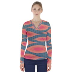 Background Non Seamless Pattern V-neck Long Sleeve Top by Pakrebo