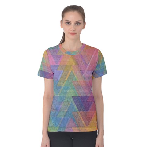 Triangle Pattern Mosaic Shape Women s Cotton Tee by Pakrebo