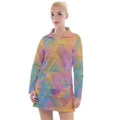 Triangle Pattern Mosaic Shape Women s Long Sleeve Casual Dress