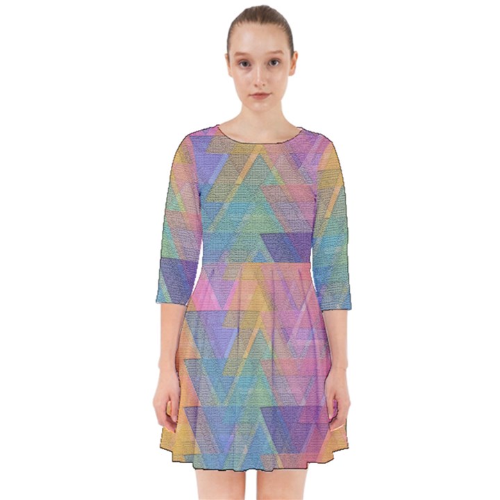 Triangle Pattern Mosaic Shape Smock Dress