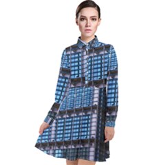 Abstract Architecture Background Long Sleeve Chiffon Shirt Dress