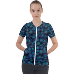 Background Abstract Textile Design Short Sleeve Zip Up Jacket