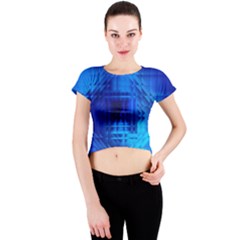 Inary Null One Figure Abstract Crew Neck Crop Top by Pakrebo