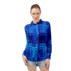 Inary Null One Figure Abstract Long Sleeve Chiffon Shirt