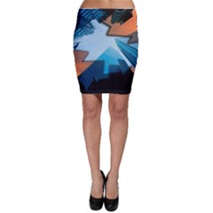 London Skyscraper Lighting Contrast Bodycon Skirt by Pakrebo