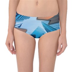 London Skyscraper Lighting Contrast Mid-waist Bikini Bottoms by Pakrebo