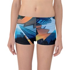 London Skyscraper Lighting Contrast Reversible Boyleg Bikini Bottoms by Pakrebo