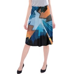 London Skyscraper Lighting Contrast Midi Beach Skirt by Pakrebo