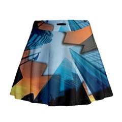 London Skyscraper Lighting Contrast Mini Flare Skirt by Pakrebo