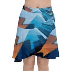 London Skyscraper Lighting Contrast Chiffon Wrap Front Skirt by Pakrebo