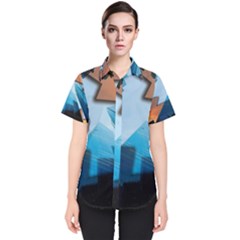 London Skyscraper Lighting Contrast Women s Short Sleeve Shirt