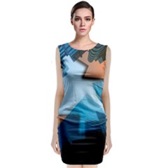 London Skyscraper Lighting Contrast Sleeveless Velvet Midi Dress by Pakrebo