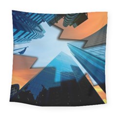 London Skyscraper Lighting Contrast Square Tapestry (large) by Pakrebo