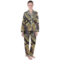 Render 3d Fractal Design Metal Satin Long Sleeve Pyjamas Set