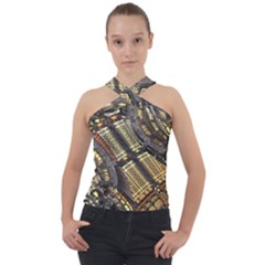 Render 3d Fractal Design Metal Cross Neck Velour Top