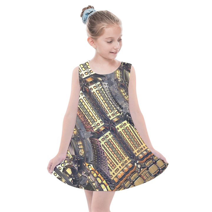 Render 3d Fractal Design Metal Kids  Summer Dress