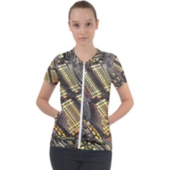 Render 3d Fractal Design Metal Short Sleeve Zip Up Jacket