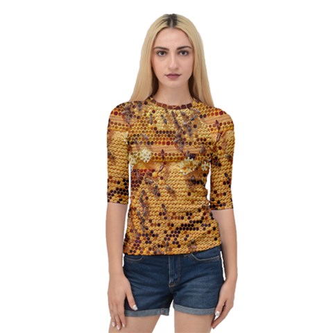 Bees Nature Animals Honeycomb Quarter Sleeve Raglan Tee by Pakrebo