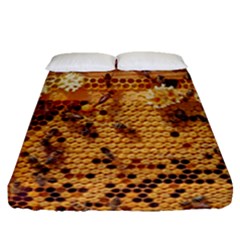 Bees Nature Animals Honeycomb Fitted Sheet (queen Size) by Pakrebo