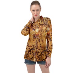 Bees Nature Animals Honeycomb Long Sleeve Satin Shirt