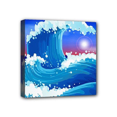 Japanese Wave Japanese Ocean Waves Mini Canvas 4  X 4  (stretched) by Pakrebo