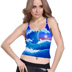 Japanese Wave Japanese Ocean Waves Spaghetti Strap Bra Top by Pakrebo