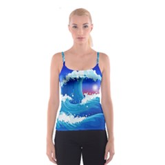 Japanese Wave Japanese Ocean Waves Spaghetti Strap Top by Pakrebo