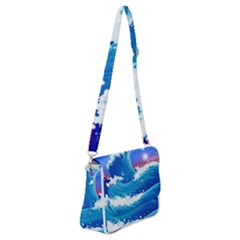 Japanese Wave Japanese Ocean Waves Shoulder Bag With Back Zipper